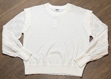 DKNY Jeans Cream Long Sleeve Crew Neck Knit Sweater