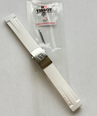 Original Tissot WOMEN'S T-Race T048217A White Rubber Band Strap w/ Clasp Buckle