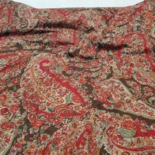 Pottery Barn Carrie Red Brown Paisley Floral Linen Blend Home Pair Curtain 50x92