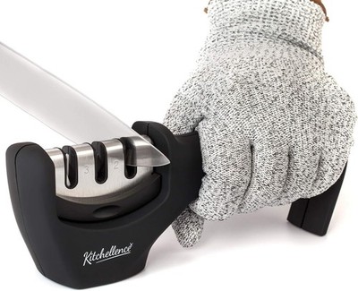 4 in 1 Kitchen Knife Sharpener 3 Stage Blade Tool Cut Resistant Glove