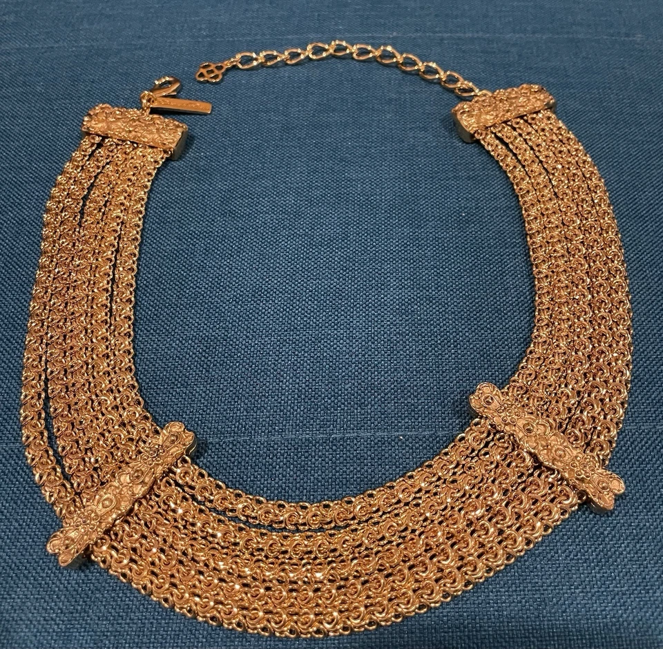 Oscar de la Renta 5-Strand Byzantine Chain Collar Necklace NEW - Image 2 of 4