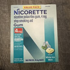Nicorette Gum 4mg White Ice Mint 160 Pieces - EXP 04/2028 - NEW