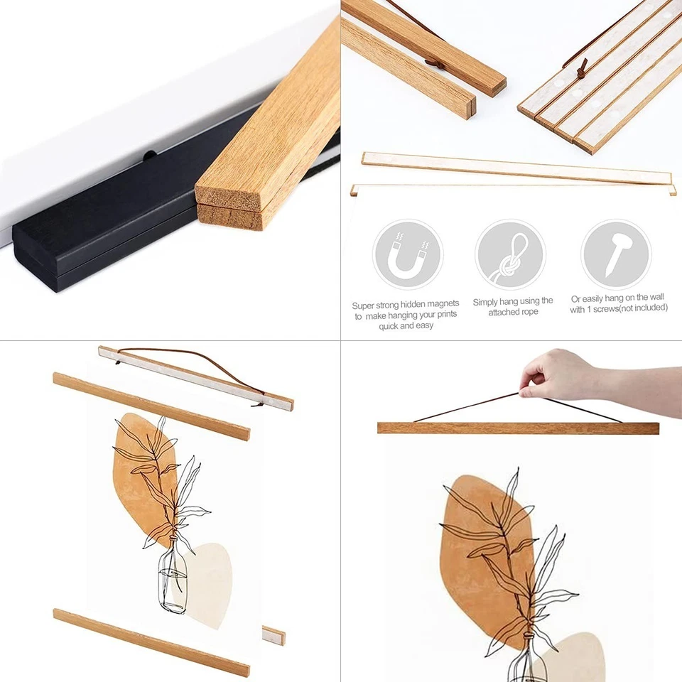 Cadre magnétique A4 bois Teck 21 cm pour affiche poster - Photo 3/4