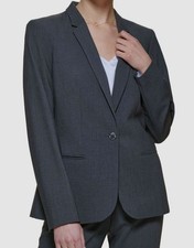 Calvin Klein Women's Gray One-Button Blazer Jacket Coat Size 10.