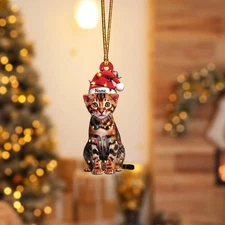 Personalized Bengal Cat Ornament, Cat Christmas Hanging 2D Flat Ornament