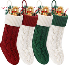 Christmas Stockings 4 Pack 18 Inches Large Size Knitted Stocking Christmas Decor
