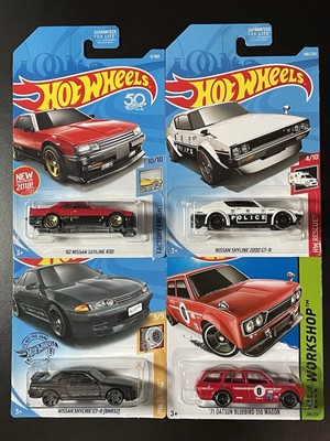 HOT WHEELS Nissan Mix (4) Skyline 2000 GT-R, GT-R R32 R30, Datsun Bluebird Wagon
