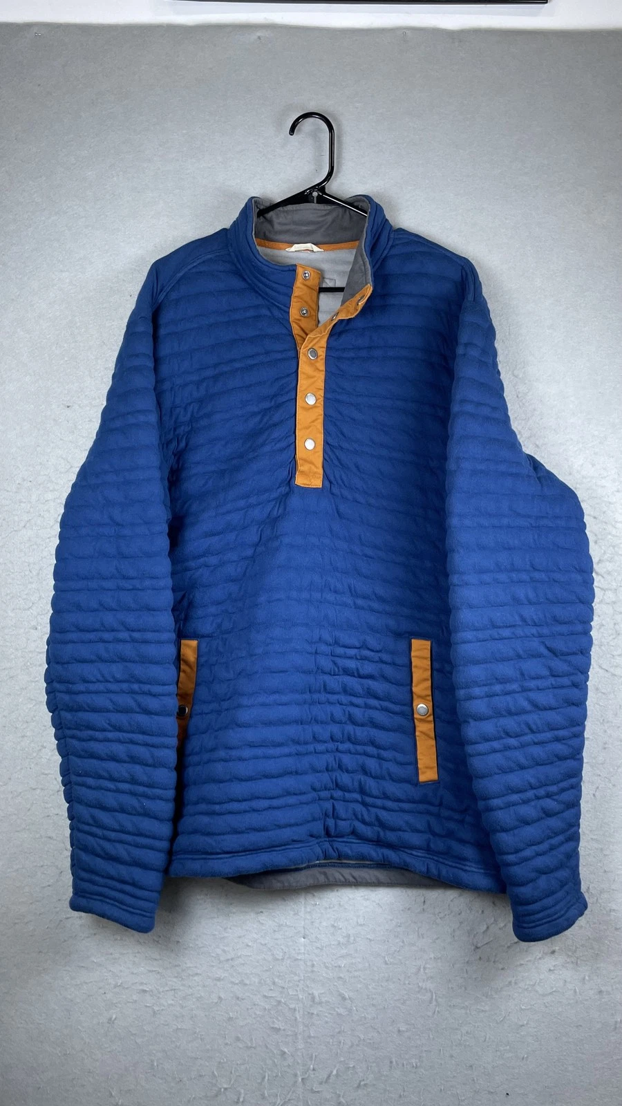 Duluth Trading Co Jacket Mens XL Blue Quilted Snap Pullover Puffer Insulated