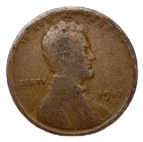 United States 1917 Lincoln Wheat Cent Bronze KM 132 Good Hole Filler