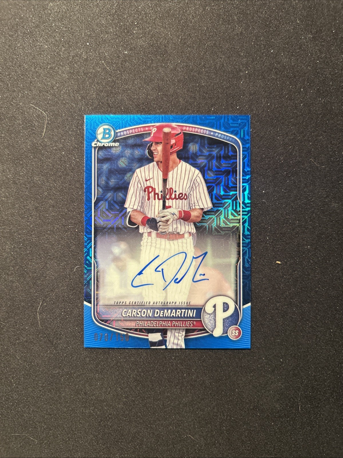 2025 Bowman Chrome Auto Carson DeMartini #BMA-CD Blue Mojo Refractor /150