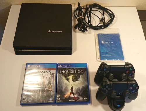 Sony PlayStation 4 PS4 Slim 1TB Console Bundle with 2 Controllers 2 Games Tested