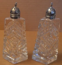 Vtg Clear Cut Crystal Salt & Pepper Shakers Made in Japan by Artmark  (I think)