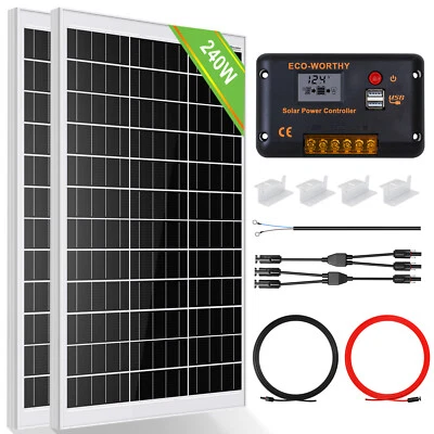 ECO-WORTHY 100W 200W Solarpanel Kit Solar Set 12V Solaranlage Inselanlage Garten/Haus
