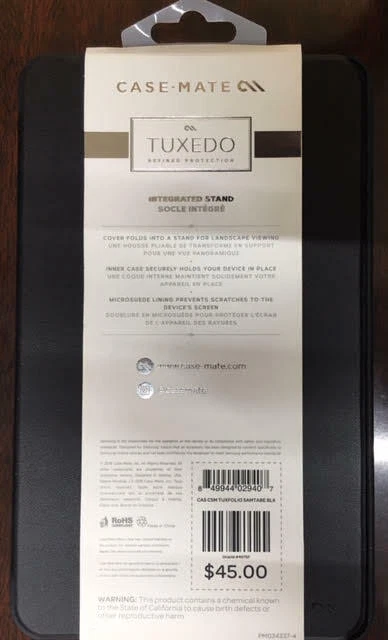 TUXEDO Samsung Galaxy Tab E Folio Case Integrated Stand-BLACK Refined Protection - Image 2 of 3