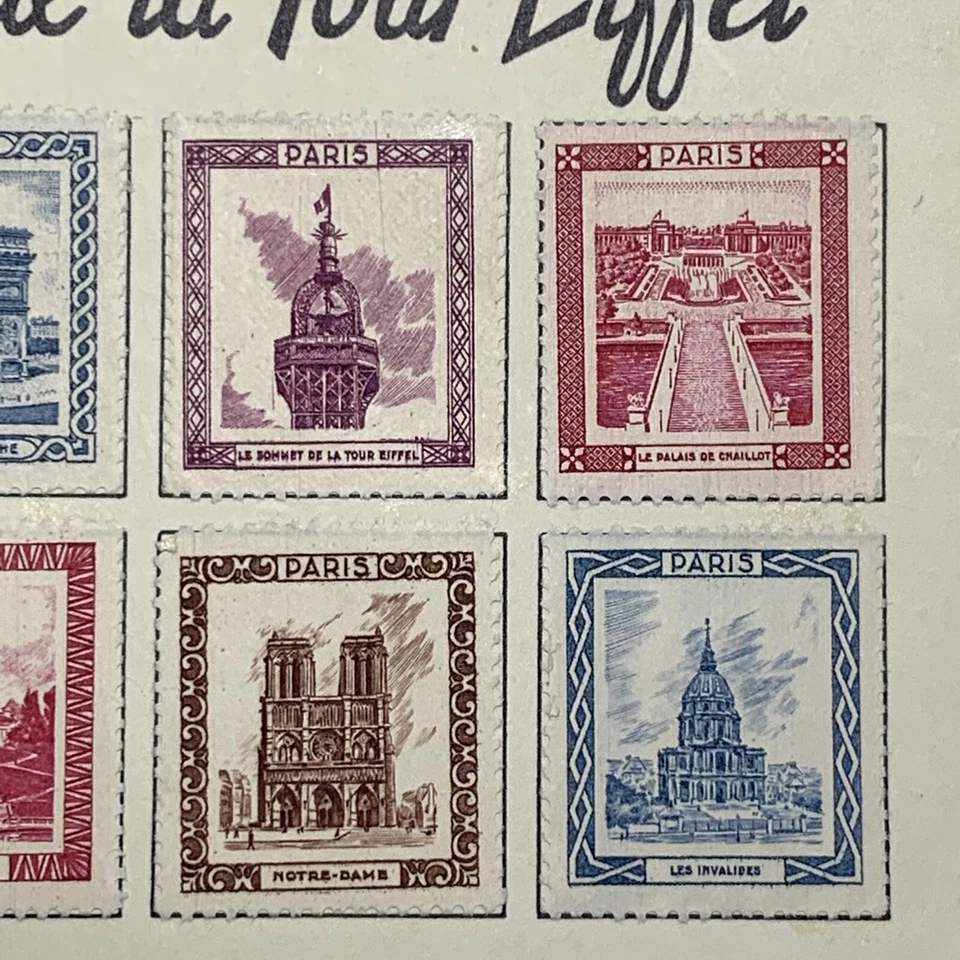 1966 EIFFEL TOWER SOUVENIR POSTCARD WITH CINDERELLA STAMPS - Image 4 of 4