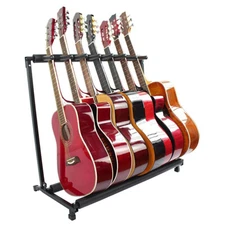 New 7 Guitar Stand Multiple 7 Display Rack Folding Padded Organizer