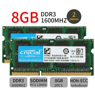 Crucial 16GB 2x 8GB PC3-12800S DDR3 1600MHz SODIMM 204Pin Laptop Arbeitsspeicher