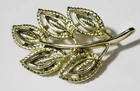 Vtg signed OPEN WORK Pin Brooch gold tone metal 1 7/8" LEAF Costume Jewelry