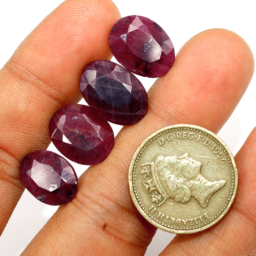 Lote de 4 piedras preciosas sueltas corte ovalado 14 mm-16 mm rubí natural sin tratar minas de Kenia - Imagen 9 de 13