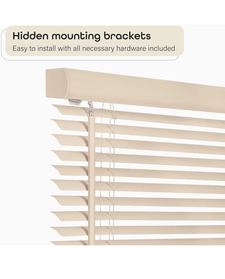 Cordless Light Filtering Mini Blind - 52 Inch Width 64 Inch Cream Color - Image 3 of 4