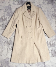 Alexon Wool Blend Trench Coat Jacket Womens Uk 20 Eur 46 Long Warm Beige Pea 1
