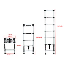 6.6 FT Extension Ladders Lightweight Collapsible Ladders Aluminum Telescoping