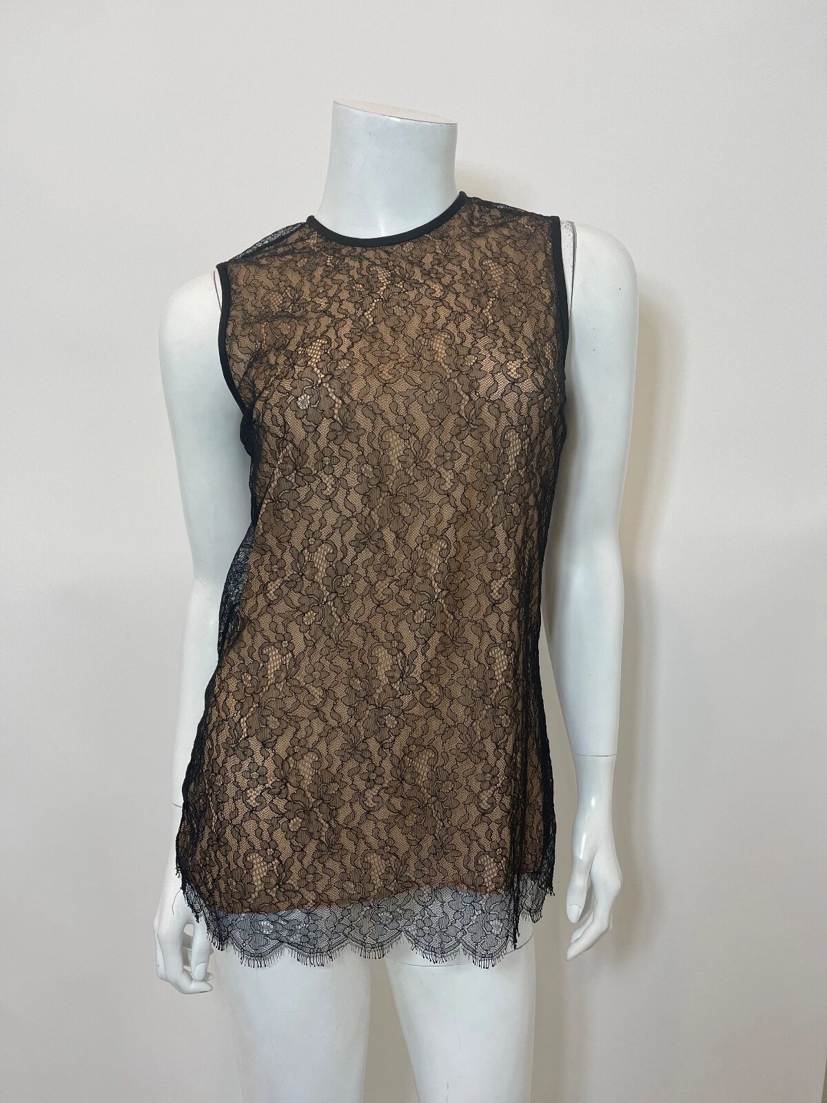 Top senza maniche in pizzo Michael Kors Collection nero nudo taglia 4