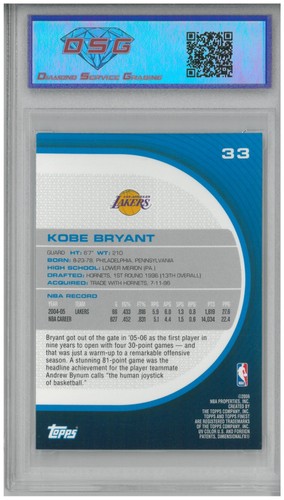 2005-06 Topps Finest KOBE BRYANT #33 💎 DSG 9.5 Mint+ - Picture 2 of 2