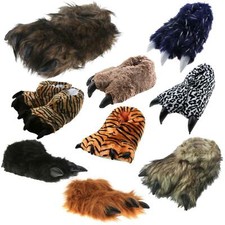 Tier Hausschuhe Kralle Monster Tiger Plüsch Pantoffel Schlappen Puschen Fell