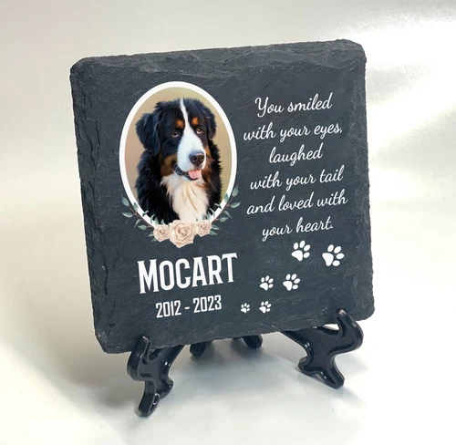 Personalised Pet Memorial Cat Dog Grave marker Keepsake Slate Tombstone 4''x4''