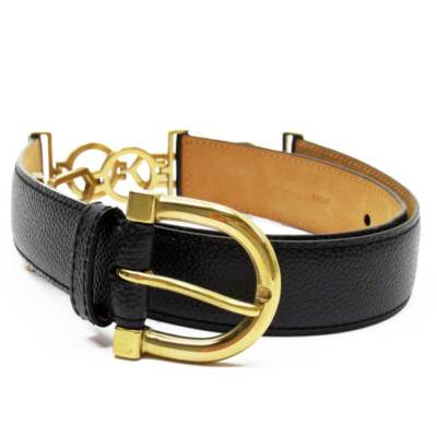 LOUIS VUITTON Belt Gold Buckle Black Leather 85/34 authentic | eBay