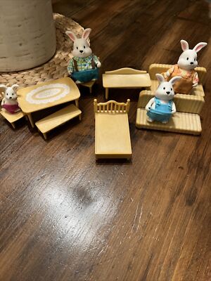 Large Calico Critters Furniture Lot Tables Beds Chairs  Etc Epoch Company