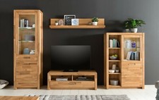 WOHNWAND WILDEICHE TEILMASSIV GEÖLT SCHRANKWAND WOHNZIMMER-ANBAUWAND 4-teilig
