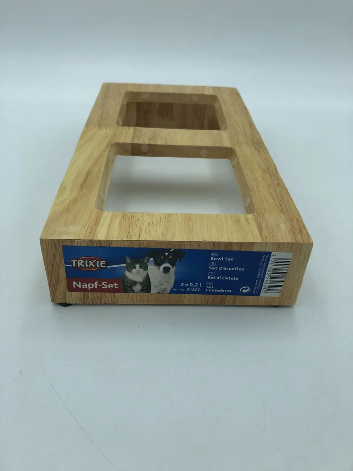 Ensemble de gamelles Trixie céramique/bois, noir - pour chiens/chats, 28 x 5 ... - Photo 4/4