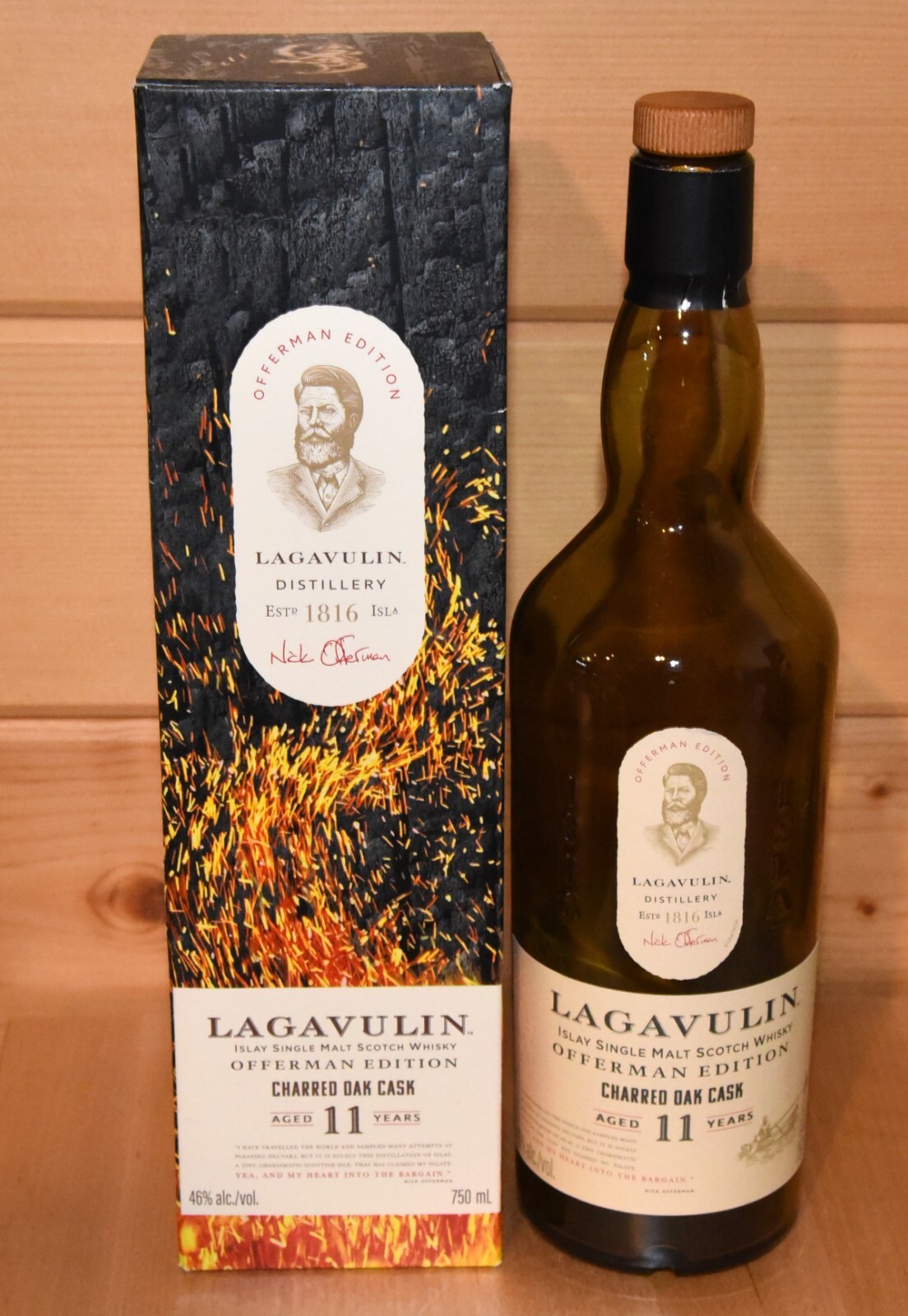 Lagavulin 11 Scotch (Islay) Offerman Ed. Empty 750ml Bottle with Cork Cap & Box