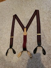 RARE Vintage Coach Fabric Suspenders Burgundy and Navy Blue
