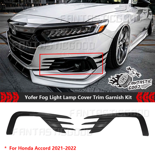 Complete Front Bumper Grille Kit For Honda Accord Sport 2021-2022 – 19-Piece Set With LED Fog Lights