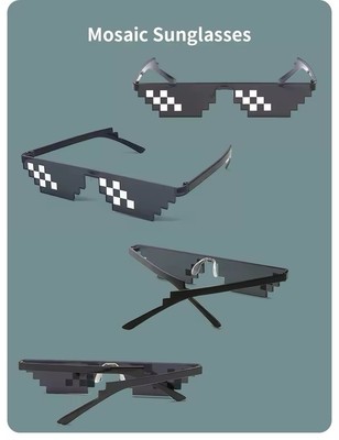 Pixel Sonnenbrille Mosaik Style Meme Brille Thug Life 8Bit Retro Gamer Party