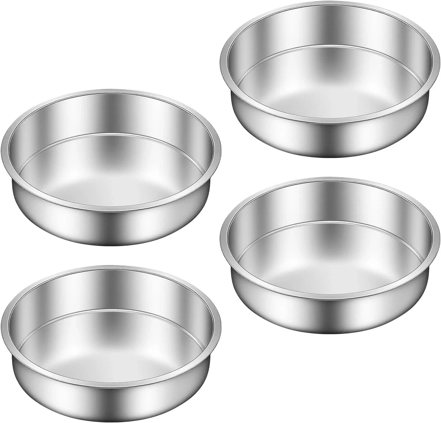 8 Inch Cake Pan - Set of 4 Stainless Steel Round Layer Cake Baking Pans Molds, T