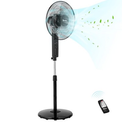 16-Inch Pedestal Fan, Standing Floor Fan with Remote Control, 3 Speeds & 3 Modes