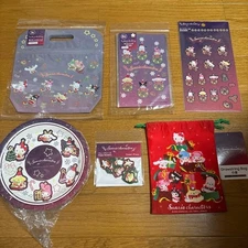 Sanrio Christmas Characters Gift Set 6pcs Includes Gift Bag Stickers Plates Pouc