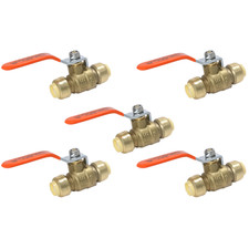 5 Pack XFITTING 1/2" Push Fit Ball Valve - Full Port, Lead Free Bass