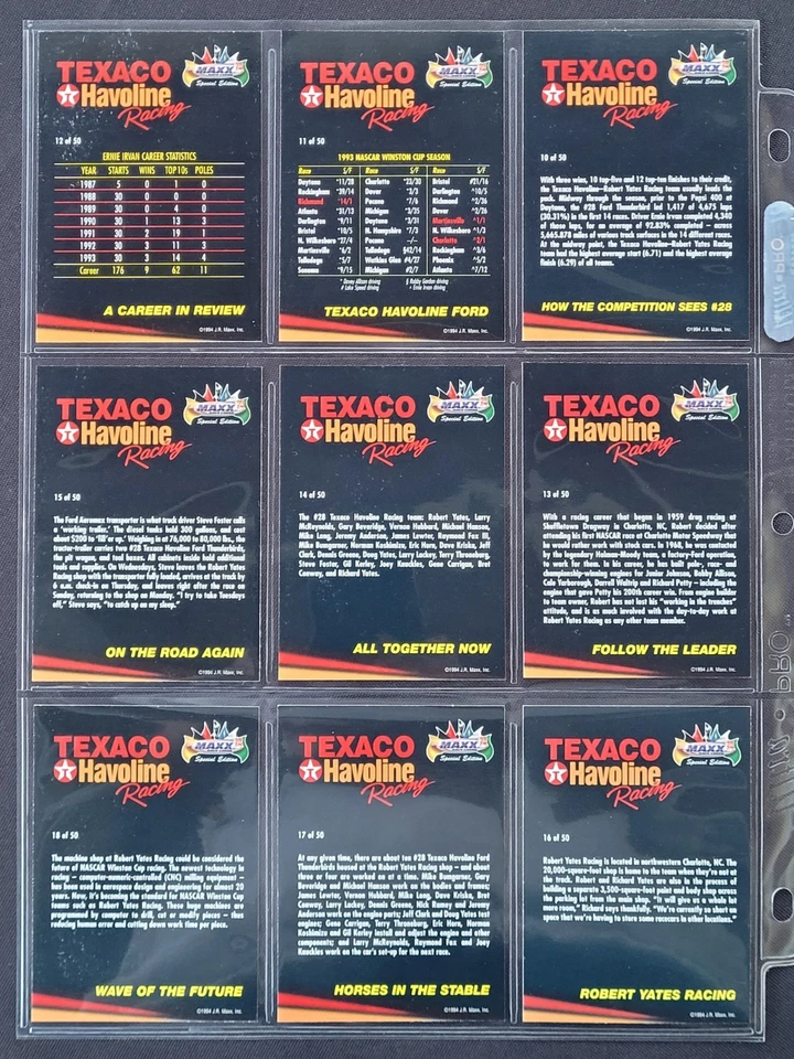 1994 Maxx Texaco Havoline Racing Complete (50) NASCAR Racing Card Set - Image 4 of 4