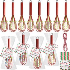 12 Sets 10 Inch Christmas Whisk Baking Supplies Gifts Bulk Includes Silicone ...