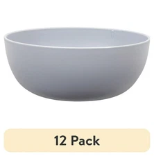 12 Pcs Round Plastic Cereal Bowl Lightweight Microwave Dishwasher Safe 38Oz Gray