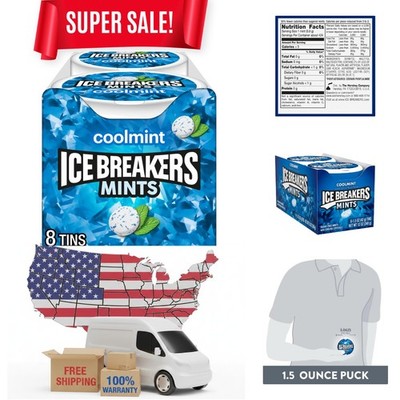 Ice Breakers Coolmint Sugar Free Mints - 8 Tins - Fresh Breath Anytime