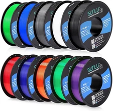 sunlu 3d printer filament bundle of 10 rolls opened but not used