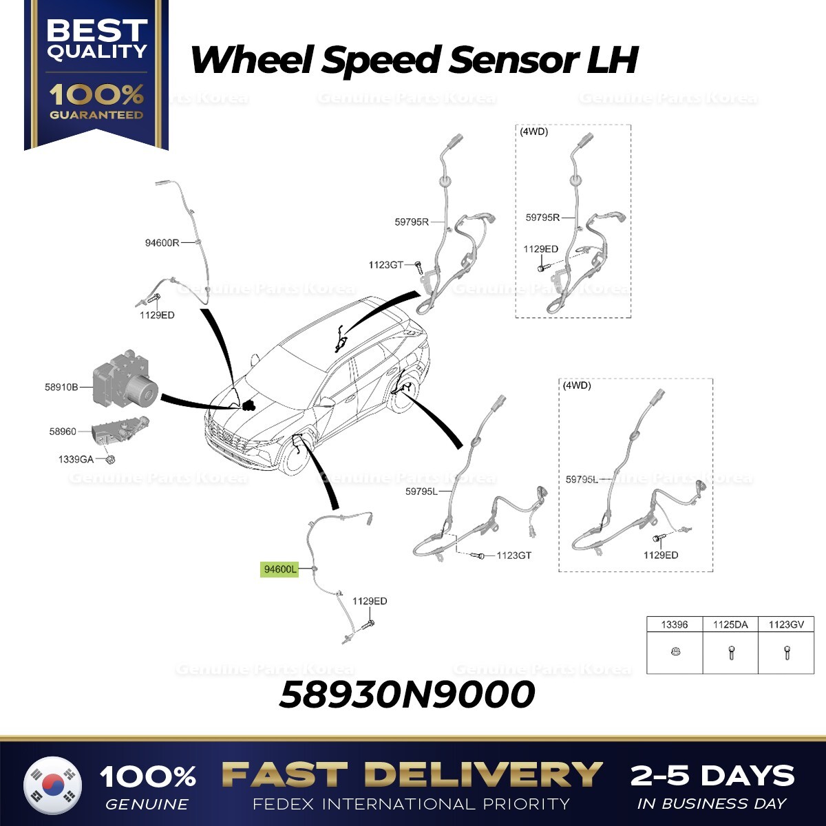 どい ⭐Genuine⭐ Wheel Speed Sensor LH 58930N9000 for Hyundai