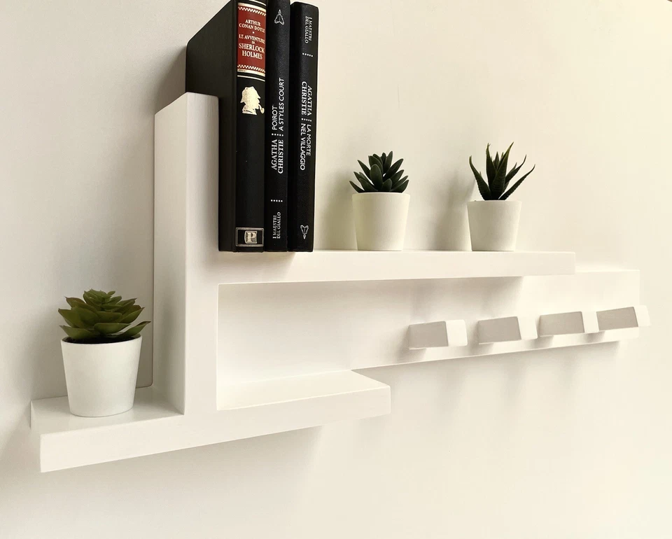 Appendiabiti da parete in legno Design Moderno Minimal Colore Personalizzabile - Immagine 2 di 4