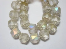 15  Matte Crystal AB with Silver Cathedral Czech Glass 8mm beads